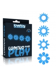 Набор из 4 голубых, светящихся в темноте эрекционных колец Lumino Play - Lovetoy - в Северодвинске купить с доставкой