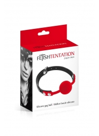 Красный кляп-шарик на черных ремешках - Fetish Tentation - купить с доставкой в Северодвинске