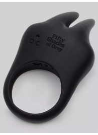 Черное эрекционное виброкольцо Sensation Rechargeable Vibrating Rabbit Love Ring - Fifty Shades of Grey - в Северодвинске купить с доставкой