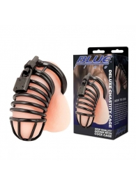 Черная металлическая клетка с замком Deluxe Chastity Cage - BlueLine - купить с доставкой в Северодвинске