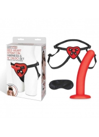 Красный поясной фаллоимитатор Red Heart Strap on Harness   5in Dildo Set - 12,25 см. - Lux Fetish - купить с доставкой в Северодвинске