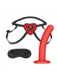 Красный поясной фаллоимитатор Red Heart Strap on Harness   5in Dildo Set - 12,25 см. - Lux Fetish - купить с доставкой в Северодвинске