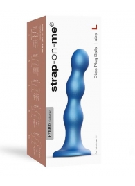 Голубая насадка Strap-On-Me Dildo Plug Balls size L - Strap-on-me - купить с доставкой в Северодвинске