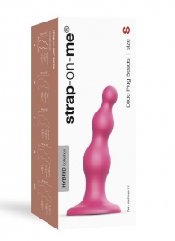 Розовая насадка Strap-On-Me Dildo Plug Beads size S - Strap-on-me - купить с доставкой в Северодвинске