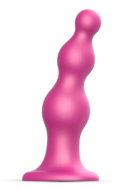 Розовая насадка Strap-On-Me Dildo Plug Beads size S - Strap-on-me - купить с доставкой в Северодвинске