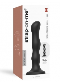 Черная насадка Strap-On-Me Dildo Geisha Balls size M - Strap-on-me - купить с доставкой в Северодвинске