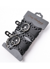 Ажурные наручники из черной кожи - Crazy Handmade - купить с доставкой в Северодвинске