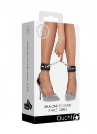 Черные поножи Diamond Studded Ankle Cuffs - Shots Media BV - купить с доставкой в Северодвинске