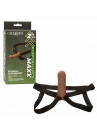 Коричневый фаллопротез из силикона Extension with Harness - 15,75 см. - California Exotic Novelties - купить с доставкой в Северодвинске