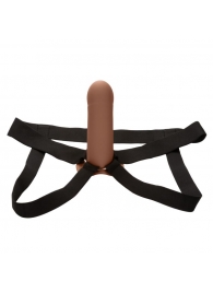 Коричневый фаллопротез из силикона Extension with Harness - 15,75 см. - California Exotic Novelties - купить с доставкой в Северодвинске