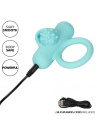 Аквамариновое эрекционное виброкольцо Silicone Rechargeable Nubby Lover’s Delight - California Exotic Novelties - в Северодвинске купить с доставкой