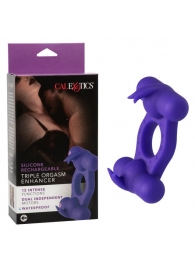 Фиолетовое эрекционное виброкольцо с двумя моторами Silicone Rechargeable Triple Orgasm Enhancer - California Exotic Novelties - в Северодвинске купить с доставкой