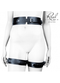 Черный кожаный пояс с гартерами - S-M - Notabu - купить с доставкой в Северодвинске