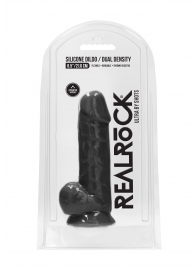 Черный фаллоимитатор Realistic Cock With Scrotum - 21,5 см. - Shots Media BV