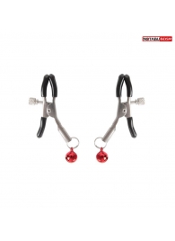 Серебристые зажимы на соски с шариками - Notabu - купить с доставкой в Северодвинске