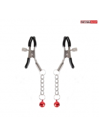 Серебристые зажимы на соски с шариками на цепочках - Notabu - купить с доставкой в Северодвинске