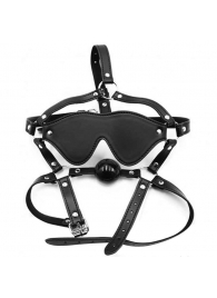 Черная маска-шоры с регулируемыми ремешками и кляпом-шариком - Notabu - купить с доставкой в Северодвинске