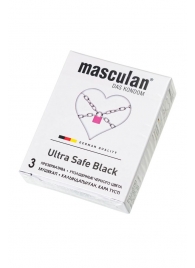 Ультрапрочные презервативы Masculan Ultra Safe Black - 3 шт. - Masculan - купить с доставкой в Северодвинске