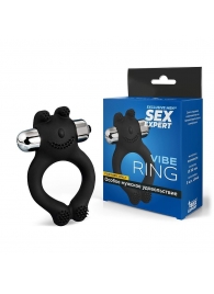 Черное силиконовое эрекционное виброкольцо Sex Expert - Sex Expert - в Северодвинске купить с доставкой