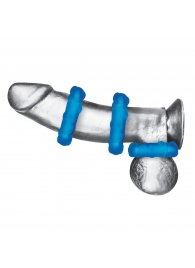 Комплект из трех голубых эрекционных колец 3-Pack Ribbed Rider Cock Ring Set - BlueLine - в Северодвинске купить с доставкой