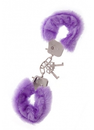 Фиолетовые меховые наручники METAL HANDCUFF WITH PLUSH LAVENDER - Dream Toys - купить с доставкой в Северодвинске