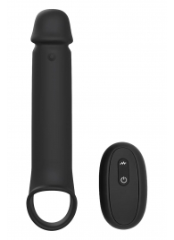 Черная насадка-удлинитель с вибрацией Vibrating Extender With Remote - Dream Toys - в Северодвинске купить с доставкой