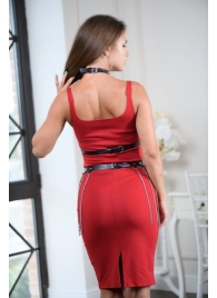 Черно-серебристая портупея-юбка plus size с цепочками - БДСМ Арсенал - купить с доставкой в Северодвинске