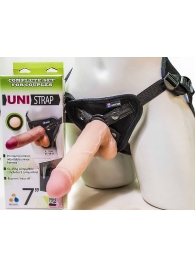 Страпон-унисекс с двумя насадками UNI strap 7  Harness - 19 и 16 см. - LOVETOY (А-Полимер) - купить с доставкой в Северодвинске