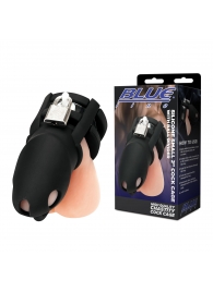 Черная клетка для пениса Silicone Small 2 in Cock Cage With Ball Divider - BlueLine - купить с доставкой в Северодвинске