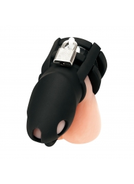 Черная клетка для пениса Silicone Small 2 in Cock Cage With Ball Divider - BlueLine - купить с доставкой в Северодвинске