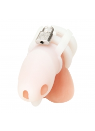 Белая клетка для пениса Silicone Small 2 in Cock Cage With Ball Divider - BlueLine - купить с доставкой в Северодвинске