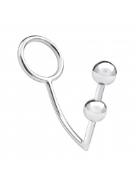Кольцо на пенис с анальным стимулятором Two Bead Stainless Steel Anal Hook   Cock Ring - BlueLine - в Северодвинске купить с доставкой