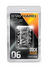 Прозрачная насадка с объёмными чёрточками STAY HARD COCK SLEEVE 06 CLEAR - Blush Novelties - в Северодвинске купить с доставкой