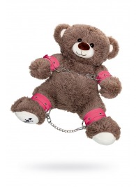 Бондажный набор: бурый мишка с розовыми оковами и наручниками - Pecado - купить с доставкой в Северодвинске