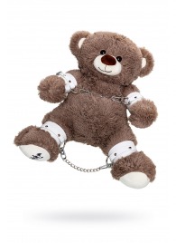 Бондажный набор: бурый мишка с белыми оковами и наручниками - Pecado - купить с доставкой в Северодвинске