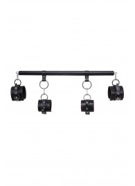 Черная распорка с 4 манжетами для рук и ног - Pecado - купить с доставкой в Северодвинске