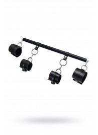 Черная распорка с 4 манжетами для рук и ног - Pecado - купить с доставкой в Северодвинске