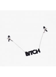 Зажимы на соски с кожаной подвеской Bitch - Crazy Handmade - купить с доставкой в Северодвинске