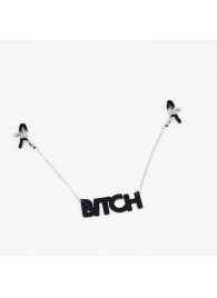 Зажимы на соски с кожаной подвеской Bitch - Crazy Handmade - купить с доставкой в Северодвинске