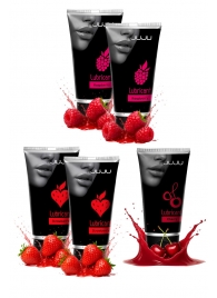 Набор из 5 съедобных лубрикантов JUJU (клубника х 2, малина х 2, вишня) - JuJu - купить с доставкой в Северодвинске