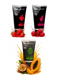 Набор из 3 съедобных лубрикантов JUJU (клубника, малина, тропические фрукты) - JuJu - купить с доставкой в Северодвинске Набор из 3 съедобных лубрикантов JUJU (клубника, малина, тропические фрукты) - JuJu - купить с доставкой в Северодвинске