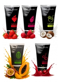 Набор из 5 съедобных лубрикантов JUJU (клубника, малина, тропические фрукты, вишня, кокос) - JuJu - купить с доставкой в Северодвинске