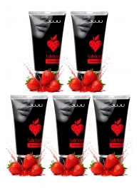 Набор из 5 съедобных лубрикантов JUJU со вкусом клубники - JuJu - купить с доставкой в Северодвинске Набор из 5 съедобных лубрикантов JUJU со вкусом клубники - JuJu - купить с доставкой в Северодвинске