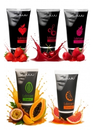 Набор из 5 съедобных лубрикантов JUJU (клубника, малина, тропические фрукты, вишня, грейпфрут) - JuJu - купить с доставкой в Северодвинске