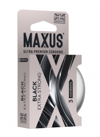 Черные утолщенные презервативы MAXUS Extra Strong с железным кейсом - 3 шт. - Maxus - купить с доставкой в Северодвинске
