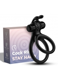 Черное эрекционное виброкольцо с подхватом мошонки Stay Hard - Boys of Toys - в Северодвинске купить с доставкой
