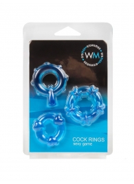 Набор из 3 синих эрекционных колец с различным рельефом - Erowoman-Eroman - в Северодвинске купить с доставкой