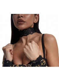 Черный ажурный чокер с золотистой фурнитурой - Crazy Handmade - купить с доставкой в Северодвинске