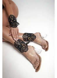 Черный фигурные оковы с золотистой фурнитурой - Crazy Handmade - купить с доставкой в Северодвинске Черный фигурные оковы с золотистой фурнитурой - Crazy Handmade - купить с доставкой в Северодвинске