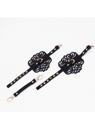 Черный фигурные оковы с золотистой фурнитурой - Crazy Handmade - купить с доставкой в Северодвинске Черный фигурные оковы с золотистой фурнитурой - Crazy Handmade - купить с доставкой в Северодвинске